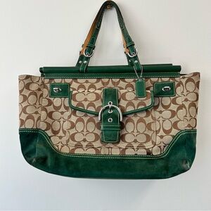 Coach Signature Canvas Tote Bag - Green